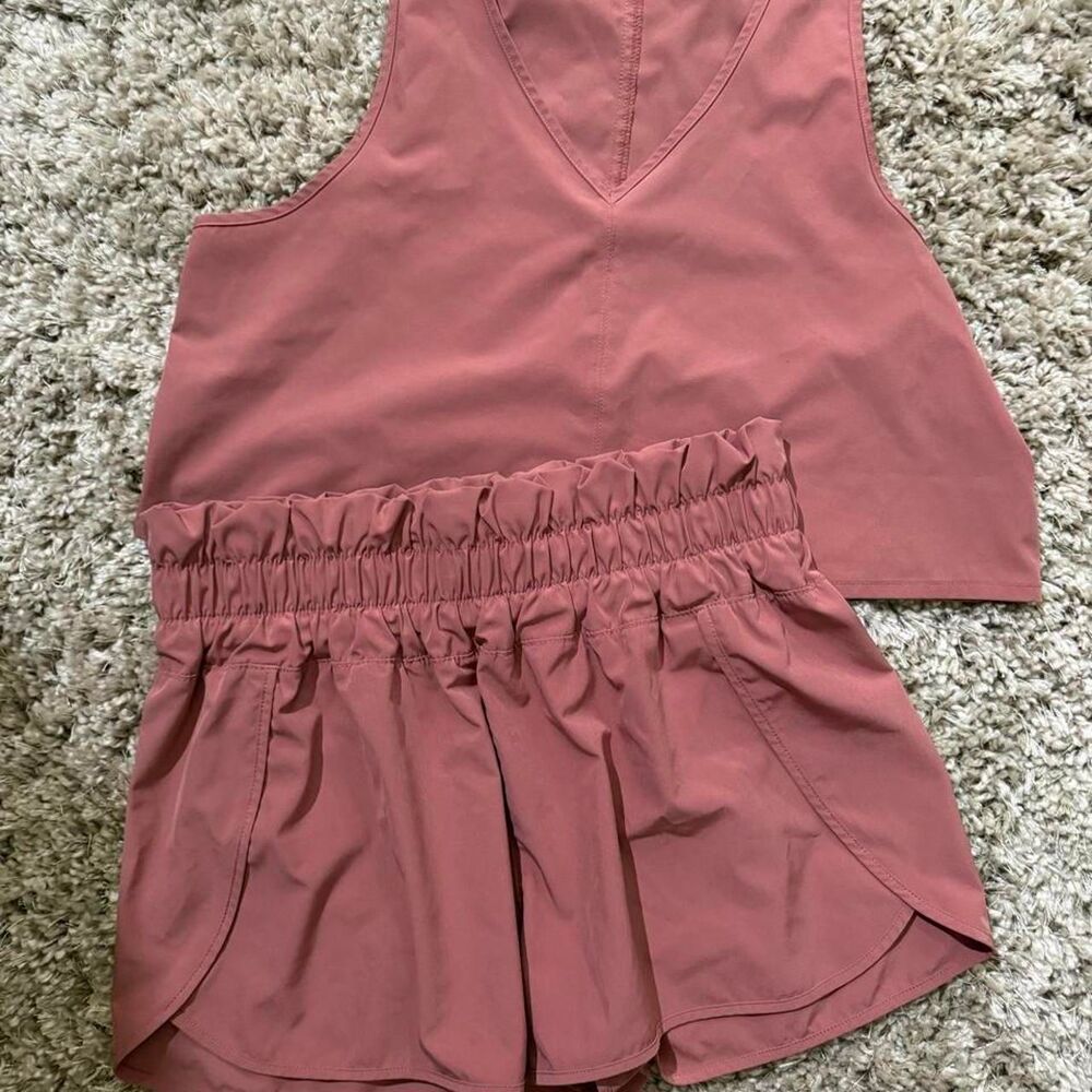 Vanilla Star Mauve Matching Tank & Paperbag Shorts Set Size Large